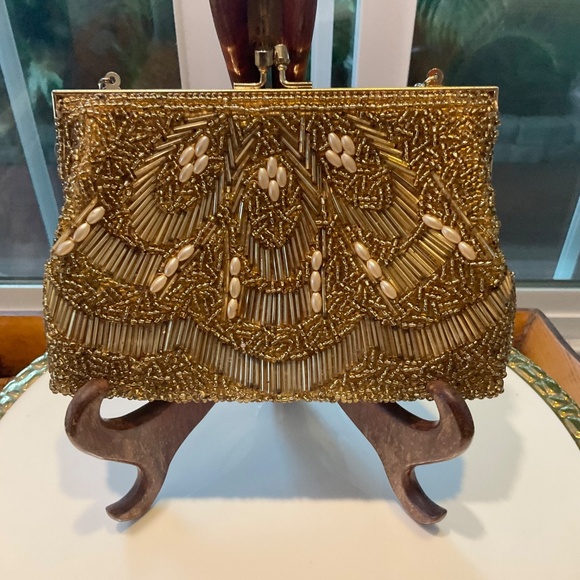 VTG Gold Beaded Purse - Picture 2 of 6